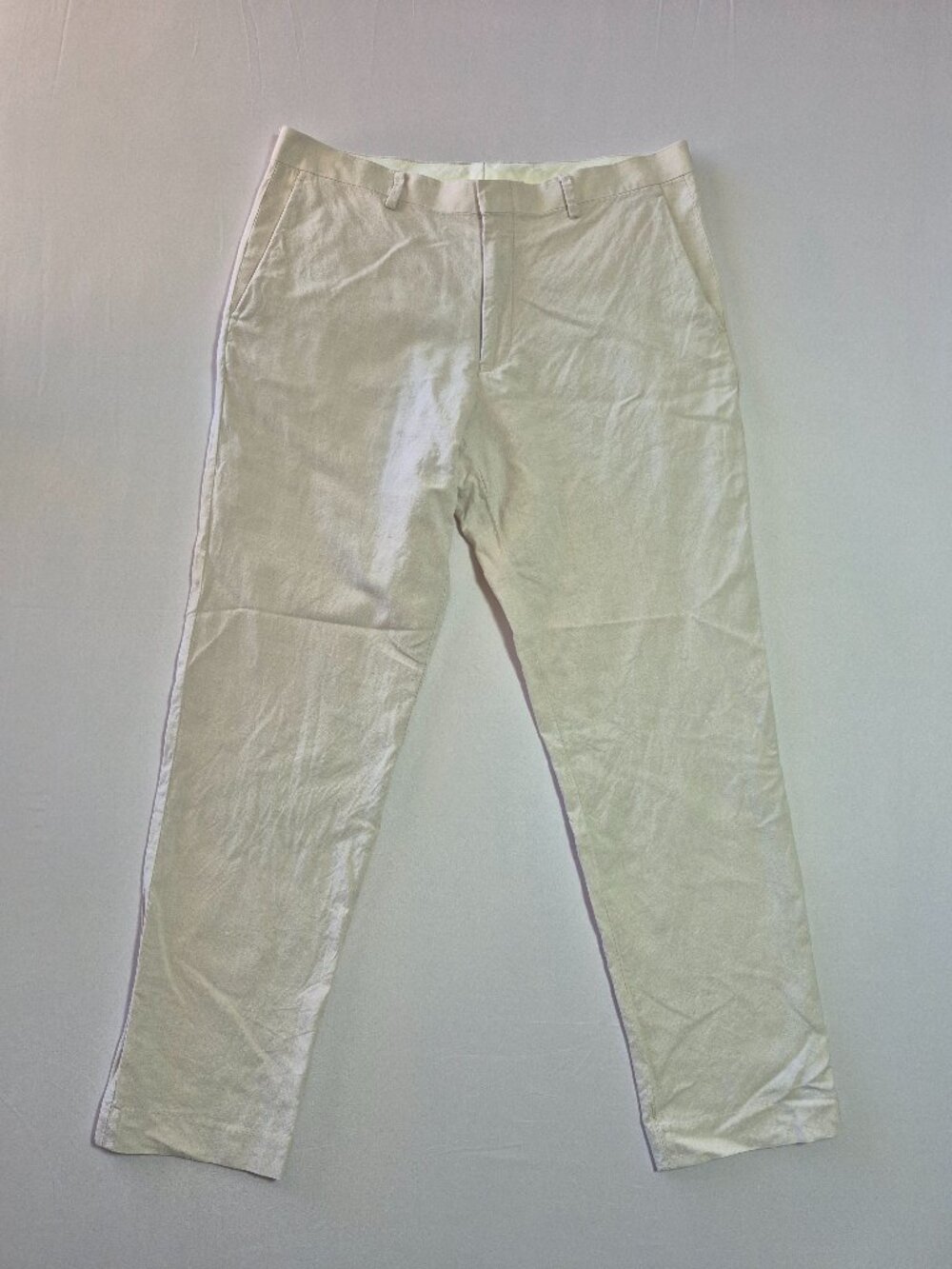 J. Crew Ludlow Slim Fit Cotton Linen Blend Men's Pants Size 34x30 Ivory